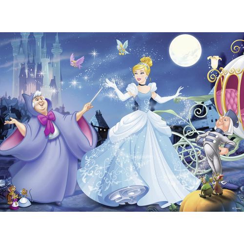  Ravensburger Disney Princess Adorable Cinderella 100 Piece Glitter Jigsaw Puzzle for Kids ? Every Piece is Unique, Pieces Fit Together Perfectly, Blue