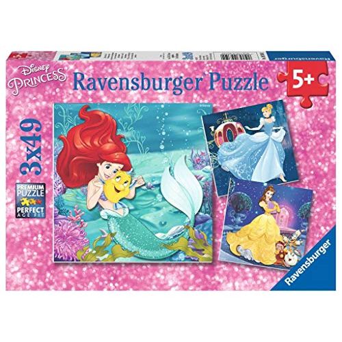  Ravensburger 09350 Disney Princesses 3 X 49 Piece Jigsaw Puzzles Value Set of 3 Puzzles in a Box ? Every Piece is Unique, Pieces Fit Together Perfectly,Multi