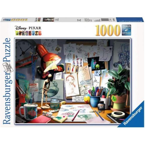  Ravensburger Disney Pixar The Artists Desk Puzzle 1000 Piece Jigsaw Puzzle for Adults ? Every Piece is unique, Softclick technology Means Pieces Fit Together Perfectly, Model Num