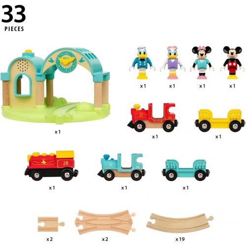  Ravensburger BRIO 32292 Disney Mickeys Deluxe Wooden Railway Set Wooden Toy Train Set for Kids Age 3 and Up