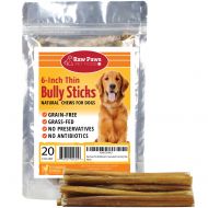 Raw Paws Thin Bully Sticks 6 inch - Small Bully Sticks for Puppies - USDA, Grass Fed, No Hormones, Free Range Cows - Bull Pizzle Sticks - Puppy Bully Bones for Small Dogs - Skinny