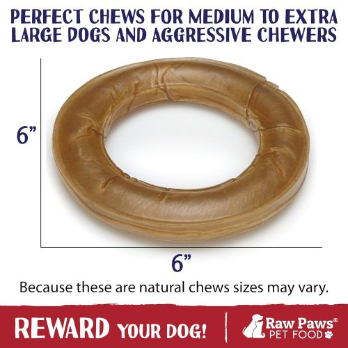  Raw Paws 6-inch Compressed Rawhide Ring Treats for Dogs - Packed in The USA - Rawhide Rings for Dogs - Digestible Rawhide Donuts - Natural Beef Hide Dogs Chews - Natural Puppy Teet