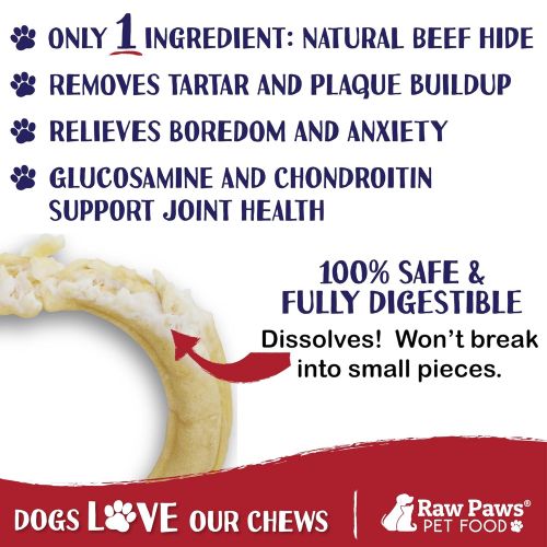  Raw Paws 6-inch Compressed Rawhide Ring Treats for Dogs - Packed in The USA - Rawhide Rings for Dogs - Digestible Rawhide Donuts - Natural Beef Hide Dogs Chews - Natural Puppy Teet