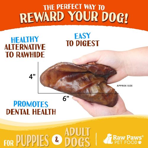 Raw Paws All Natural Jumbo Pig Ears for Dogs - Big Pork Dog Chews - Single Ingredient, Whole, Baked, Large Pig Ear Dog Treats for a Healthy Rawhide Alternative and Improved Dog Den