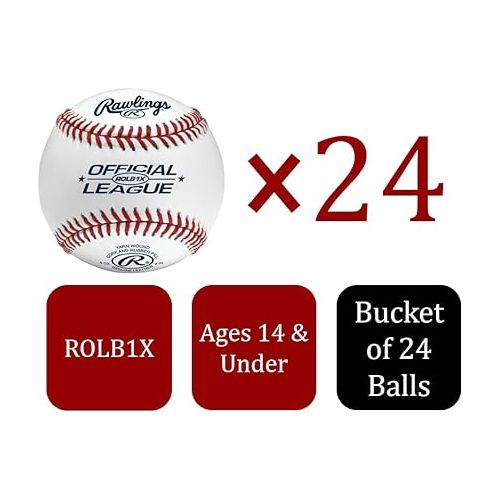롤링스 Rawlings | Bucket of Practice Baseballs | ROLB1X | Youth/14U Official League