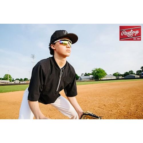 롤링스 Rawlings Baseball Sunglasses or Softball Sunglasses - Ages 10 to Adult - Unisex Fit - Cycling Sunglasses - White/Orange/Multi