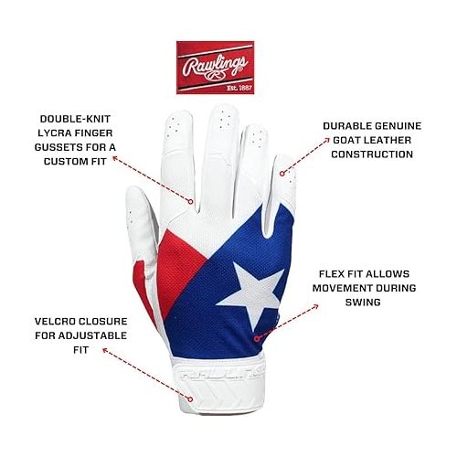 롤링스 Rawlings X Guardian Baseball 5150 Limited Edition State Batting Gloves Youth Florida Texas California