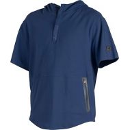 Rawlings Gold Collection Adult 1/4 Zip Short Sleeve Batting Practice Hooded Jacket, Navy, Large