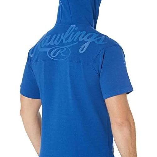 롤링스 Rawlings Gold Collection Adult 1/4 Zip Short Sleeve Batting Practice Hooded Jacket, Navy, Large