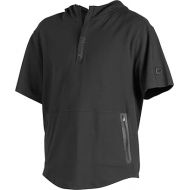 Rawlings Gold Collection Adult 1/4 Zip Short Sleeve Batting Practice Hooded Jacket, Black, Medium