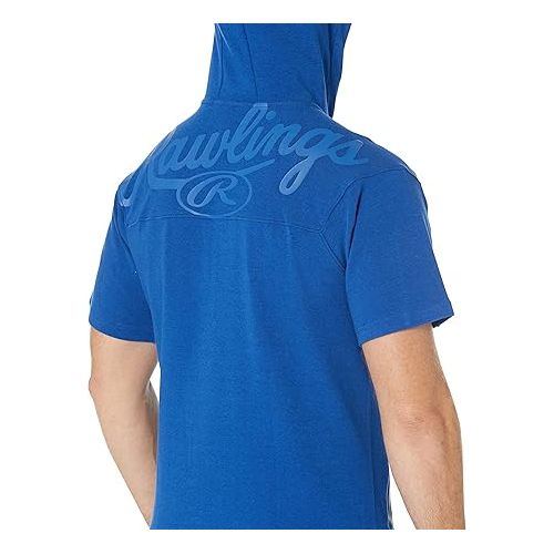 롤링스 Rawlings Gold Collection Adult 1/4 Zip Short Sleeve Batting Practice Hooded Jacket, Royal, Large