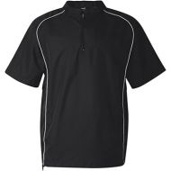Rawlings Adult Quarter-Zip Short Sleeve Dobby Jacket With Piping (Black) (L)