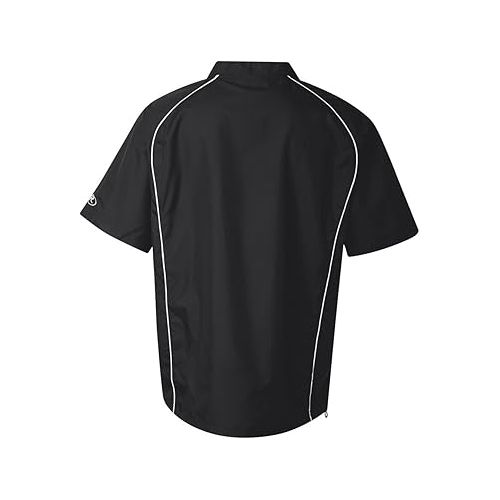 롤링스 Rawlings Adult Quarter-Zip Short Sleeve Dobby Jacket With Piping (Black) (L)