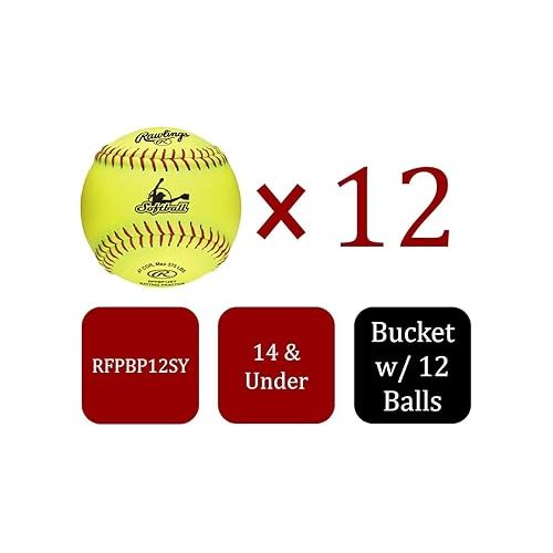 롤링스 Rawlings Rfpbp12sy Fastpitch Softball 12 Bucket 12 Ball Pack W/Bucket