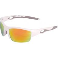 Rawlings Youth Sport Baseball Sunglasses, Lightweight Stylish Shield Lens, 100% UV Poly Lens, Secure Fit, Superior Clarity - White/Orange