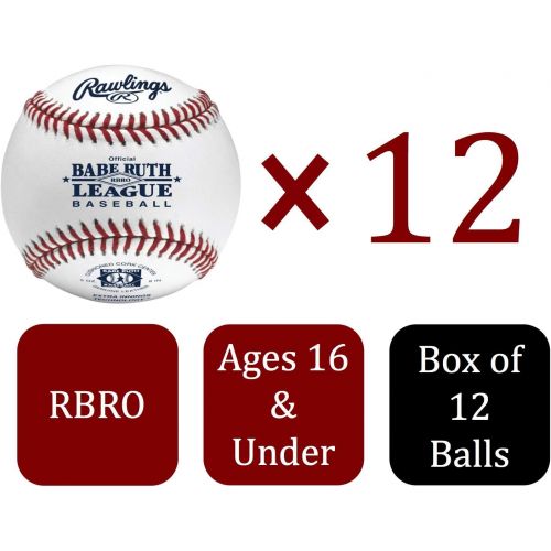 롤링스 Rawlings Raised Seam Tournament Grade Babe Ruth League Baseball, 12 Count, RBRO