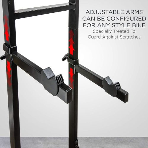  [아마존베스트]RaxGo Bike Storage Rack, 2 Bicycle Garage Stand, Adjustable, Freestanding, Adjustable Hooks Universal for Indoor Use