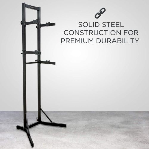  [아마존베스트]RaxGo Bike Storage Rack, 2 Bicycle Garage Stand, Adjustable, Freestanding, Adjustable Hooks Universal for Indoor Use