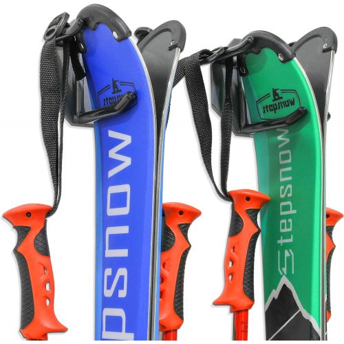  RaxGo Ski Wall Mounted Rack, Holds 2 Pairs of Skis & Skiing Poles or Snowboard, for Home and Garage Storage, Wall Mounted, Heavy Duty, Rubber-Coated Hook, Set of 2 Hooks