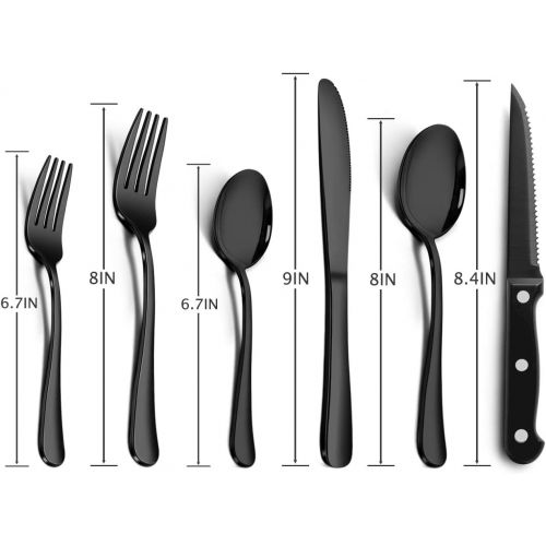  [아마존베스트]RayPard 24-Piece Silverware Set, Flatware Set Mirror Polished, Dishwasher Safe Service for 4, Include Fork/Spoon with 5-Compartment Non Slip Silverware Drawer Organizer Box Tray (B