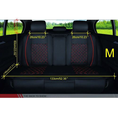  Rayauto Super PDR Luxury PU Leather Auto Car Seat Covers 5 Seats Full Set Universal Fit Easy to Clean Anti-Slip Four Seasons General Car Seat Cushions (Black&Red M)