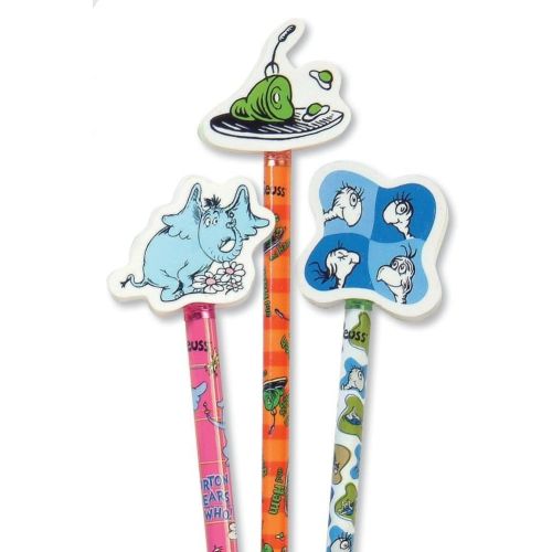  [무료배송]Raymond Geddes 66865 Dr. Seuss Number 2 Pencils With Giant Pencil Top Erasers (Pack of 36), One Size