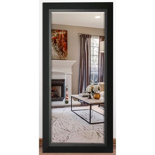  Rayne Mirrors US Made Attractive Matte Black Beveled Full Body Mirror Exterior: 30 X 70.5