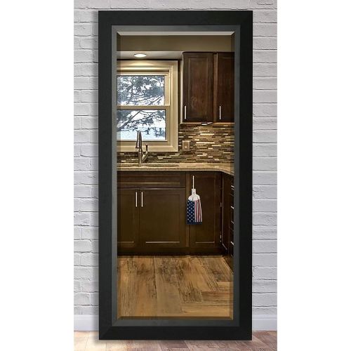  Rayne Mirrors US Made Attractive Matte Black Beveled Full Body Mirror Exterior: 30 X 70.5