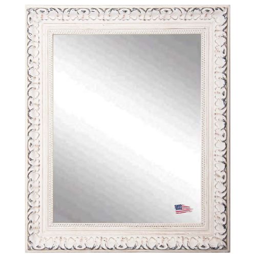  Rayne Mirrors American Made Rayne French Victorian White Vanity Wall Mirror - Antique White 24 X 36