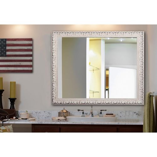  Rayne Mirrors American Made Rayne French Victorian White Vanity Wall Mirror - Antique White 24 X 36