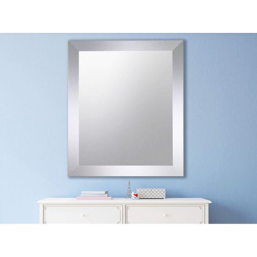  Rayne Mirrors US Made Elemental Jaded Platinum Framed Wall/Vanity Mirror - Silver 36 w x 48 l inches.