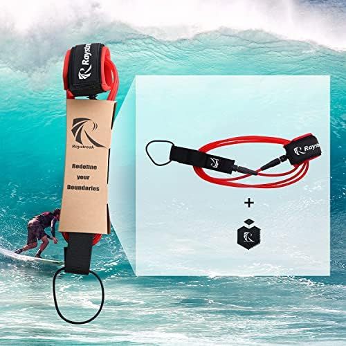  RAYSTREAK 6 Surfboard Leash surf Leash SUP Board Leg Rope & legrope (Red, 6ft)