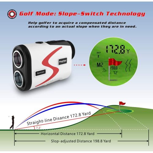  Raythor Golf Rangefinder, 6X Rechargeable Laser Range Finder 1000 Yards with Slope Adjustment, Flag Seeker with Vibration and Fast Focus System, Continuous Scan Support, Help You C