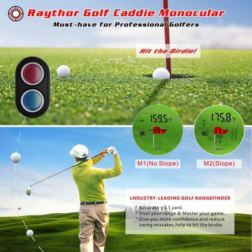  Raythor Golf Rangefinder, 6X Rechargeable Laser Range Finder 1000 Yards with Slope Adjustment, Flag Seeker with Vibration and Fast Focus System, Continuous Scan Support, Help You C