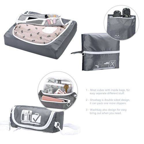  Raytone Travel Luggage Organizer 8 Set, Travel Luggage Packing Cube with Shoes Bag