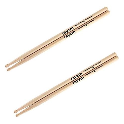  [아마존베스트]Rayzm Drum Sticks Solid American Hickory Wood with Wooden Tip (2 Pairs), Set of 2