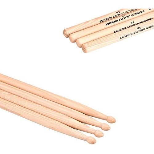  [아마존베스트]Rayzm Drum Sticks Solid American Hickory Wood with Wooden Tip (2 Pairs), Set of 2