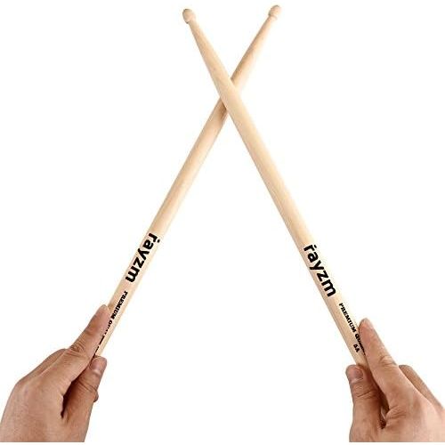  [아마존베스트]Rayzm Drum Sticks Solid American Hickory Wood with Wooden Tip (2 Pairs), Set of 2