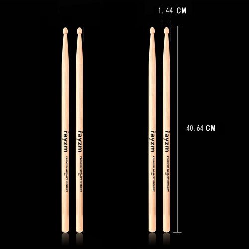  [아마존베스트]Rayzm Drum Sticks Solid American Hickory Wood with Wooden Tip (2 Pairs), Set of 2