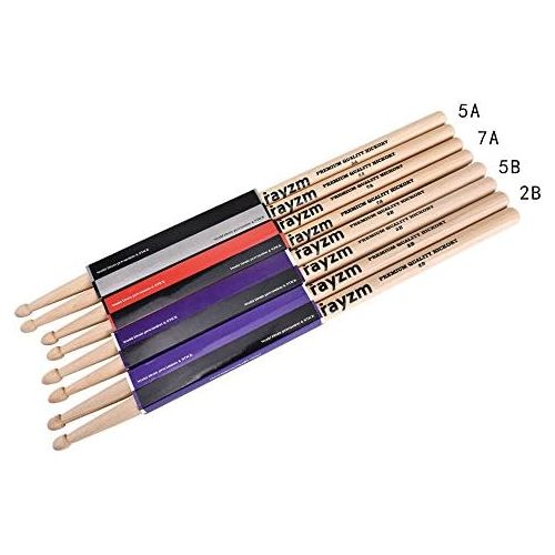  [아마존베스트]Rayzm Drum Sticks Solid American Hickory Wood with Wooden Tip (2 Pairs), Set of 2