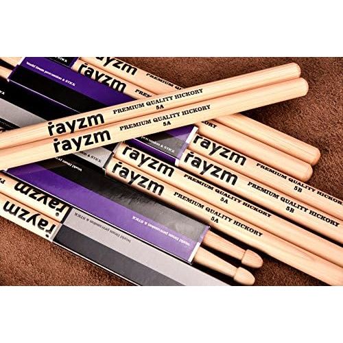  [아마존베스트]Rayzm Drum Sticks Solid American Hickory Wood with Wooden Tip (2 Pairs), Set of 2