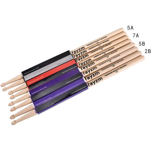  [아마존베스트]Rayzm Drum Sticks Solid American Hickory Wood with Wooden Tip (2 Pairs), Set of 2