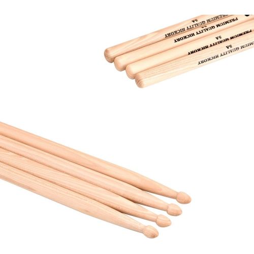  [아마존베스트]Rayzm Drum Sticks Solid American Hickory Wood with Wooden Tip (2 Pairs), Set of 2