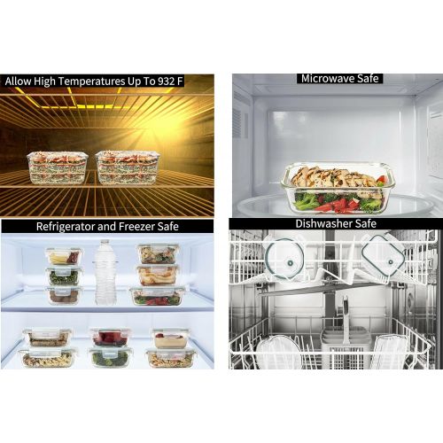  [아마존 핫딜]  [아마존핫딜]Razab HomeGoods Razab 24 Piece Glass Food Storage Containers w/Airtight Lids - Microwave/Oven/Freezer & Dishwasher Safe - Steam Release Valve BPA/ PVC Free -Small & Large Reusable Round, Square &