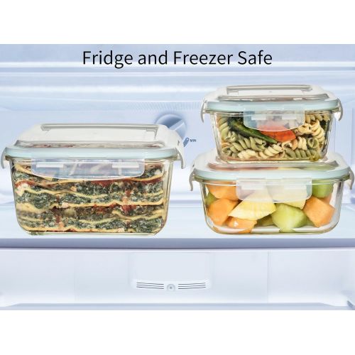  [아마존 핫딜] [아마존핫딜]Razab HomeGoods Extra Large Glass Food Storage Containers with Airtight Lid 6 Pc [3 containers with lids] Microwave/Oven/Freezer & Dishwasher Safe. BPA/PVC Free X-Large/Large/Medium Size Reusable