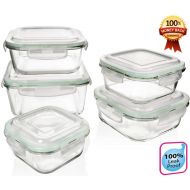 Razab HomeGoods Extra Large & Assorted sizes Glass Food Storage Containers with Airtight Lids 10 Pc [5 containers with lids] Microwave/Oven/Freezer & Dishwasher Safe. BPA/PVC Free. Reusable Square