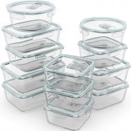 Razab HomeGoods Razab 24 Piece Glass Food Storage Containers w/Airtight Lids - Microwave/Oven/Freezer & Dishwasher Safe - Steam Release Valve BPA/ PVC Free -Small & Large Reusable Round, Square &