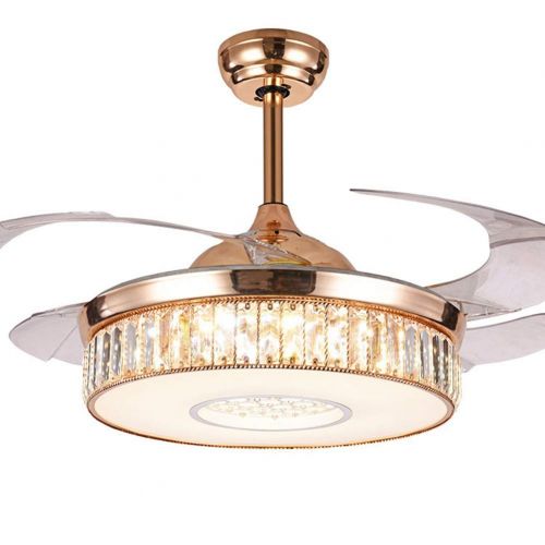  Razaban Modern 42 Invisible Crystal Ceiling Fan Light with Remote Control, Rose Gold Chandelier Fan 3 Color Dimming 3 Speed Ceiling Fans with Lights for DiningLiving Room Bedroom