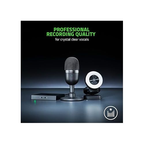 레이저 Razer Seiren Mini USB Condenser Microphone: for Streaming and Gaming on PC - Professional Recording Quality - Precise Supercardioid Pickup Pattern - Tilting Stand - Shock Resistant - Classic Black
