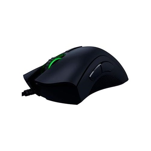 레이저 Razer DeathAdder Elite Gaming Mouse: 16,000 DPI Optical Sensor - Chroma RGB Lighting - 7 Programmable Buttons - Mechanical Switches - Rubber Side Grips - Matte Black